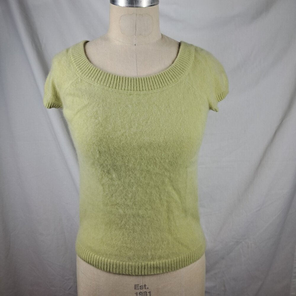 The Limited 100% Cashmere Off Shoulders Lime Green Medium Sweater